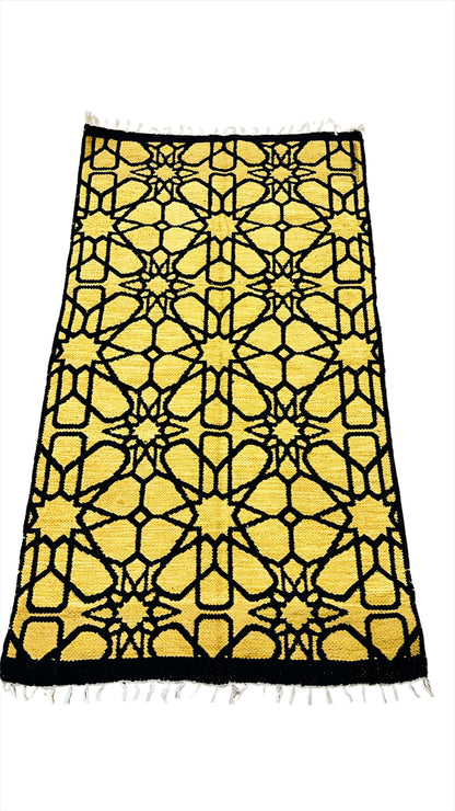 Double Sided Black and Yellow Hand- Woven carpet