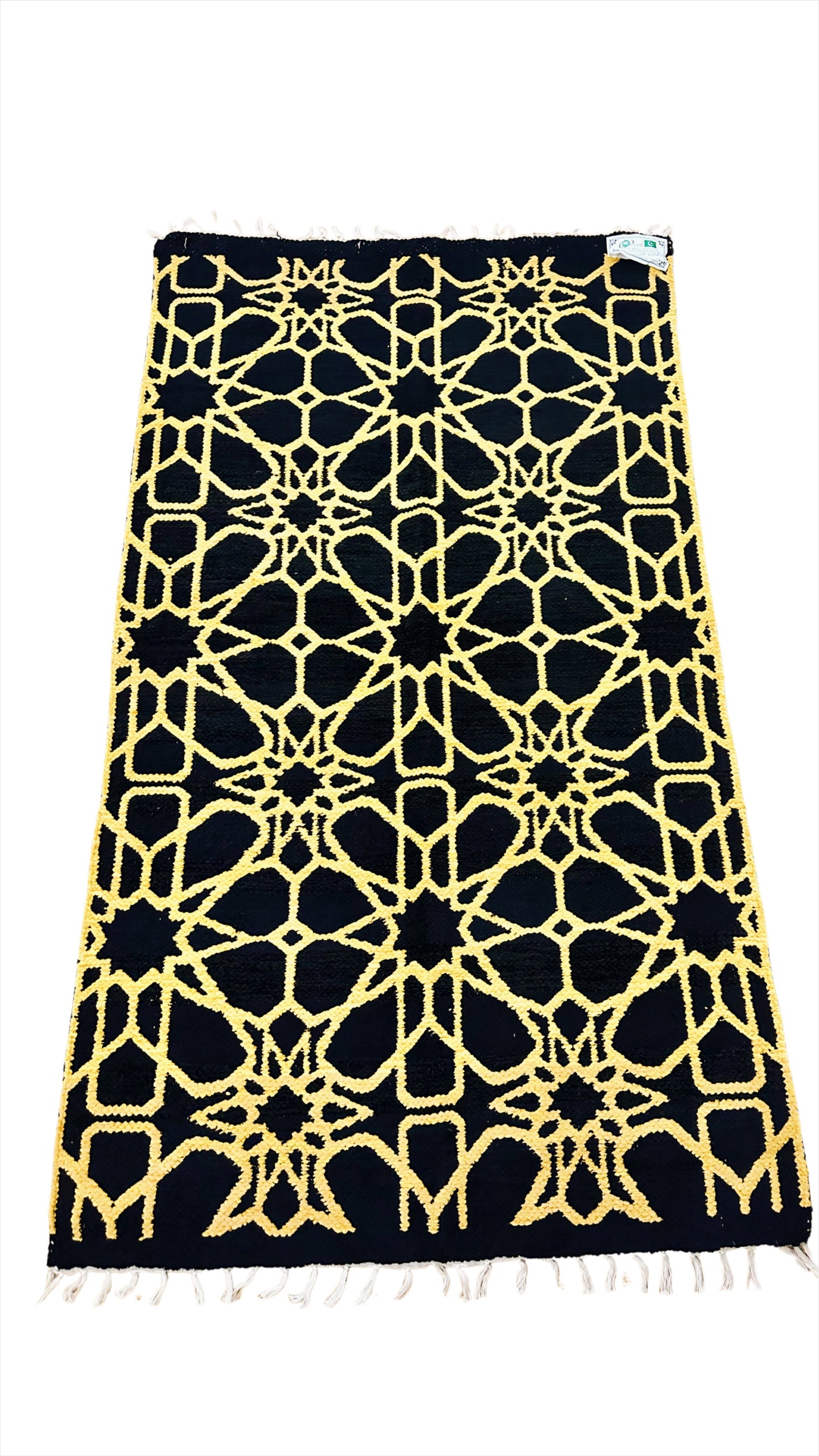 Double Sided Black and Yellow Hand- Woven carpet